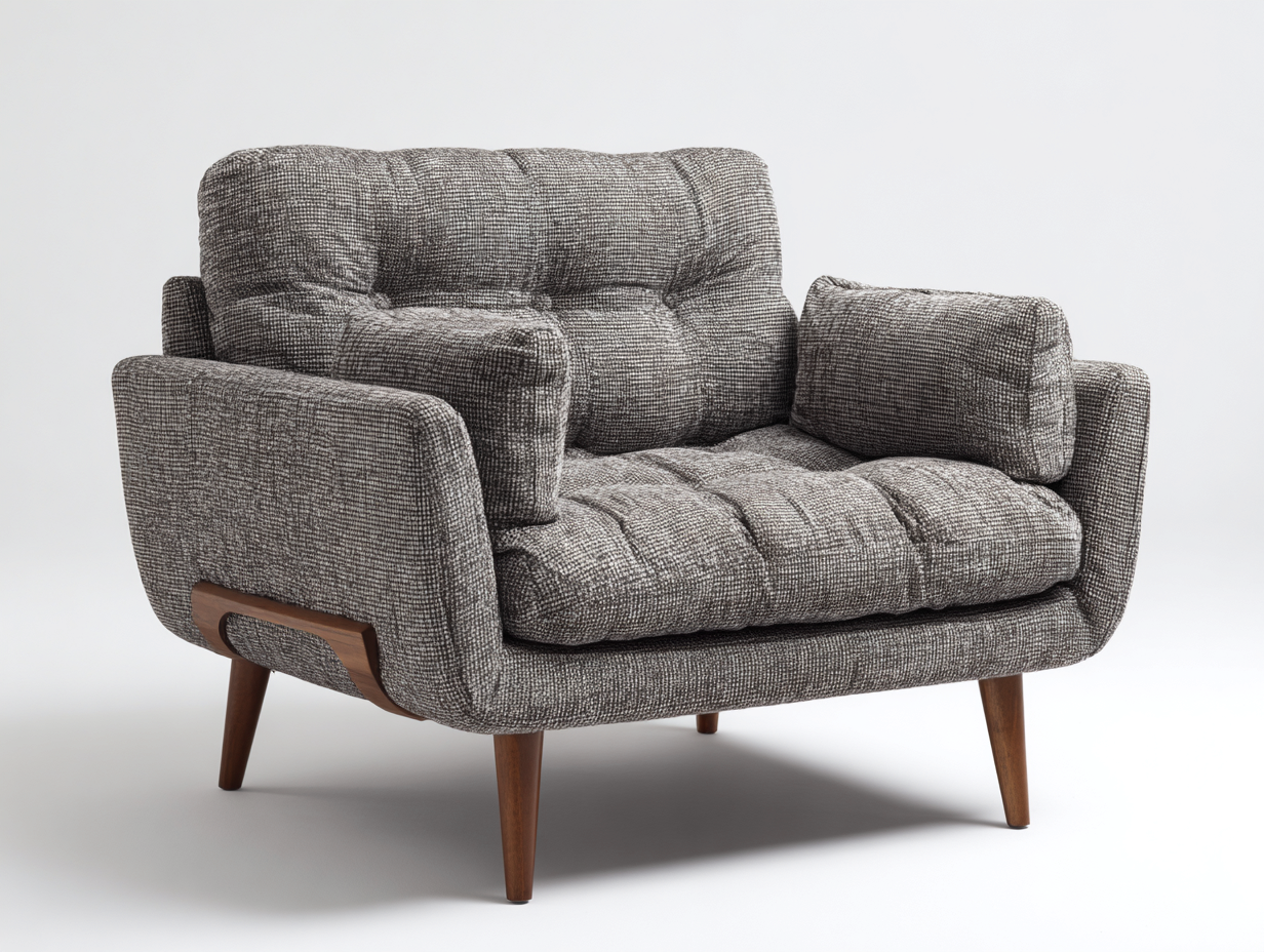 Fauteuil en tissu 110x95x85 cm - gris - design effet chiné scandinave-Loftilo