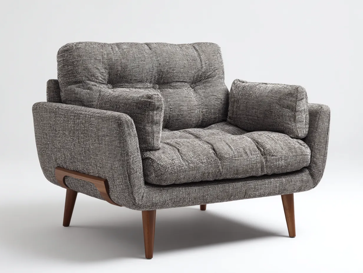 Fauteuil en tissu 110x95x85 cm - gris - design effet chiné scandinave-Loftilo