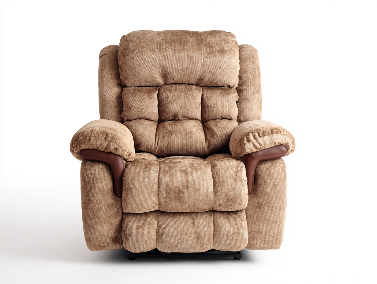 Fauteuil relax rembourré en tissu 95x100x105 cm - beige - dossier inclinable et repose-pieds intégré-Loftilo