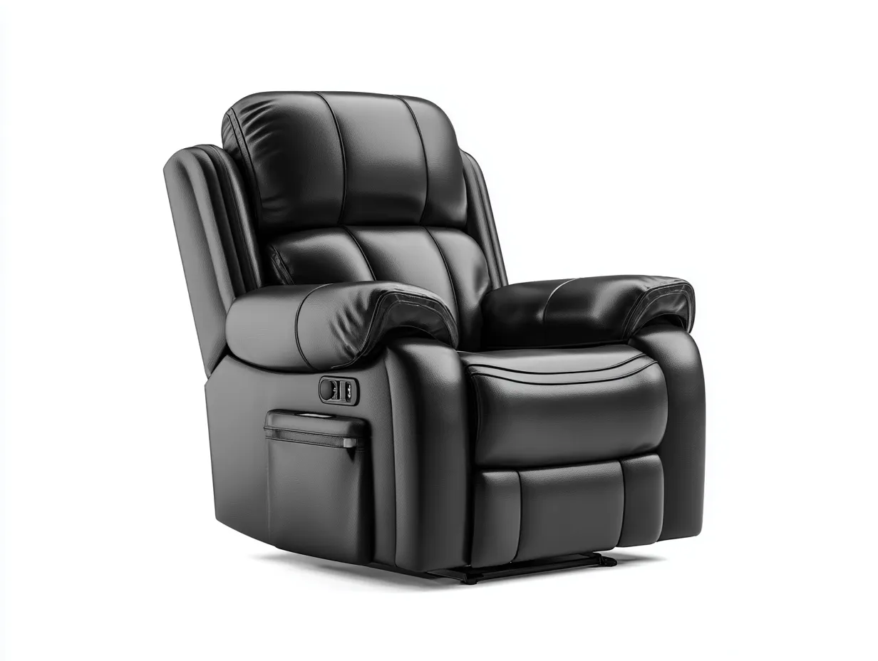 Fauteuil inclinable en cuir synthétique 95x100x105 cm - noir - assise ergonomique avec repose-pieds intégré-Loftilo