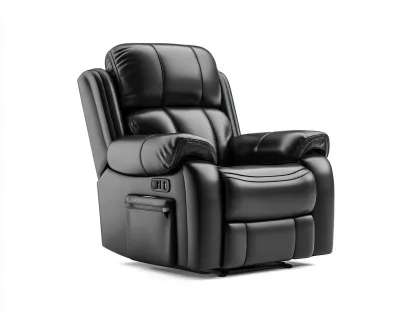 Fauteuil inclinable en cuir synthétique 95x100x105 cm - noir - assise ergonomique avec repose-pieds intégré-Loftilo