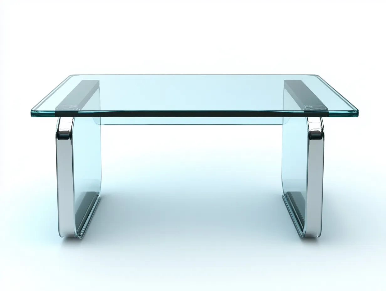 Table basse en verre courbé 115x60x42 cm - transparent - style contemporain élégant-Loftilo