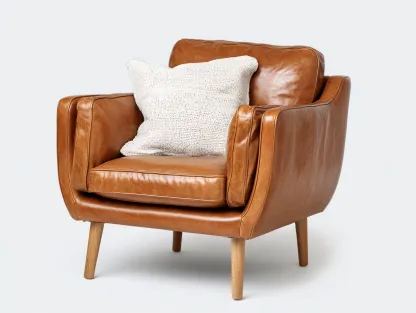 Fauteuil en cuir brun 90x88x83 cm - design scandinave et élégant-Loftilo