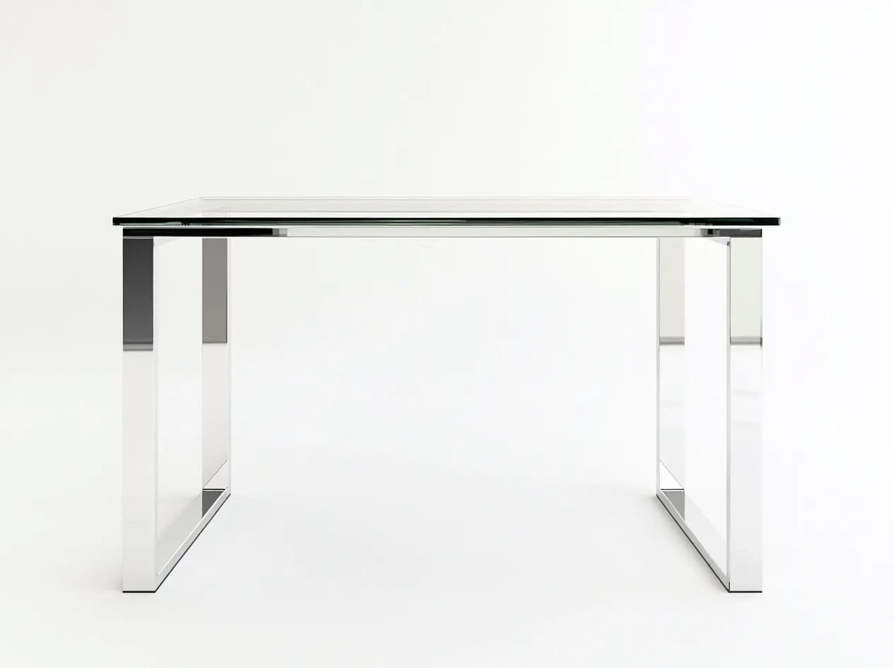 Table basse en verre trempé 110x60x45 cm - transparent/argenté - design moderne minimaliste-Loftilo