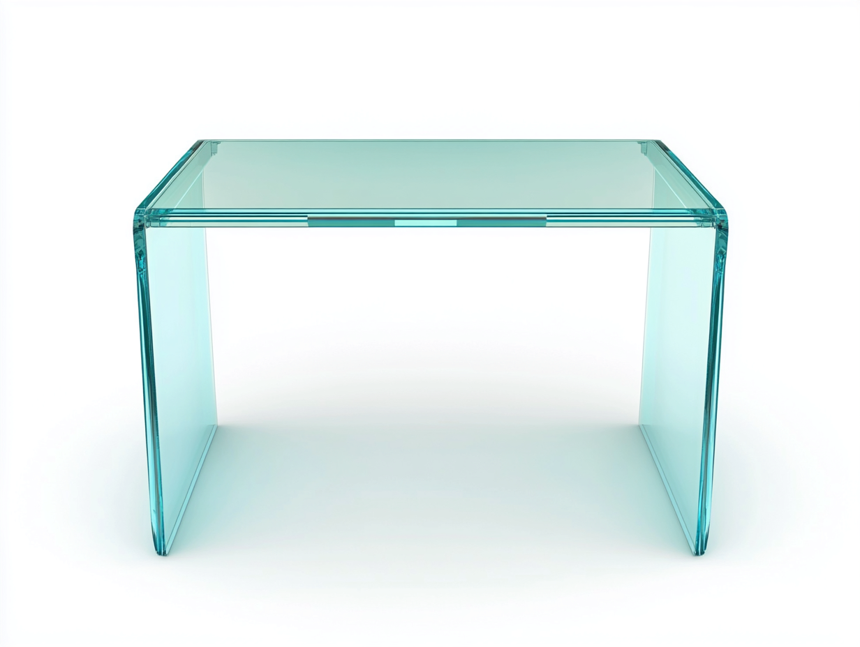 Table basse en verre courbé 100x55x42 cm - transparent - design minimaliste monobloc-Loftilo