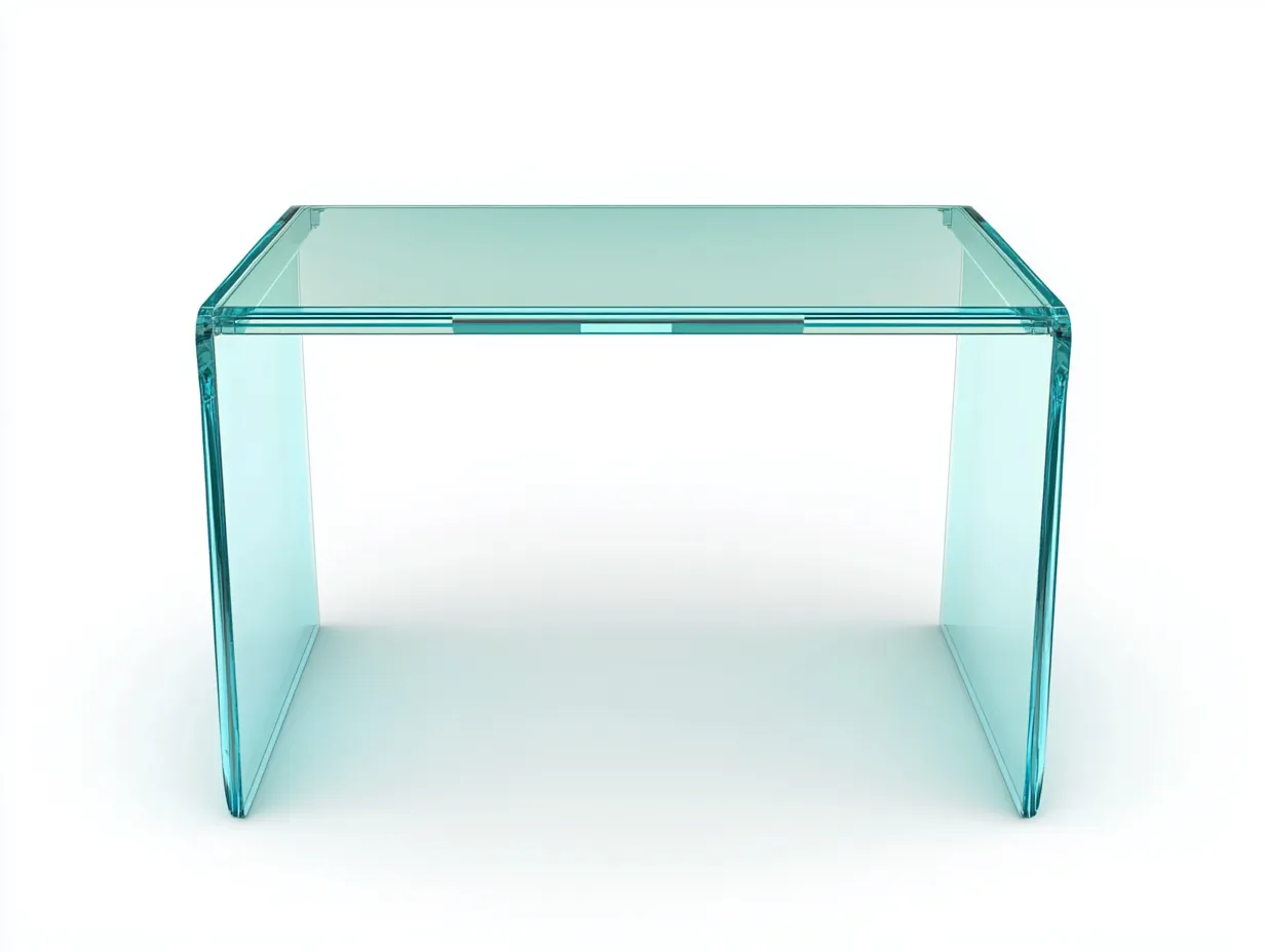 Table basse en verre courbé 100x55x42 cm - transparent - design minimaliste monobloc-Loftilo