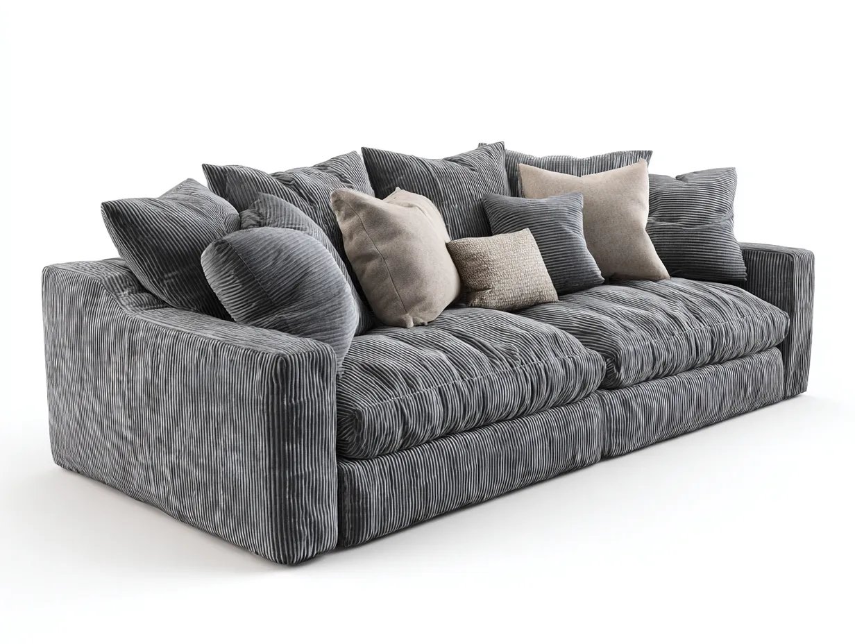 Canapé 3 places en tissu côtelé gris 220x95x85 cm - design moderne et grand confort-Loftilo