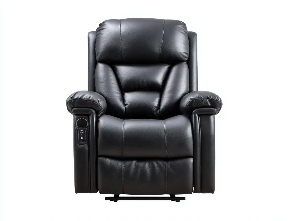 Fauteuil relax électrique en similicuir noir 95x100x105 cm - avec inclinaison et repose-pieds ajustable-Loftilo