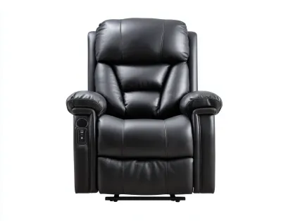 Fauteuil relax électrique en similicuir noir 95x100x105 cm - avec inclinaison et repose-pieds ajustable-Loftilo