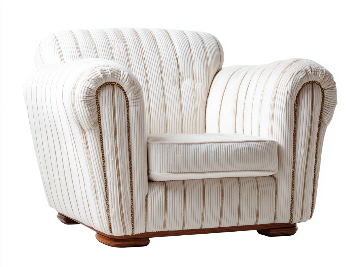 Fauteuil en tissu côtelé blanc - 110x100x95 cm - style classique avec assise large et moelleuse-Loftilo