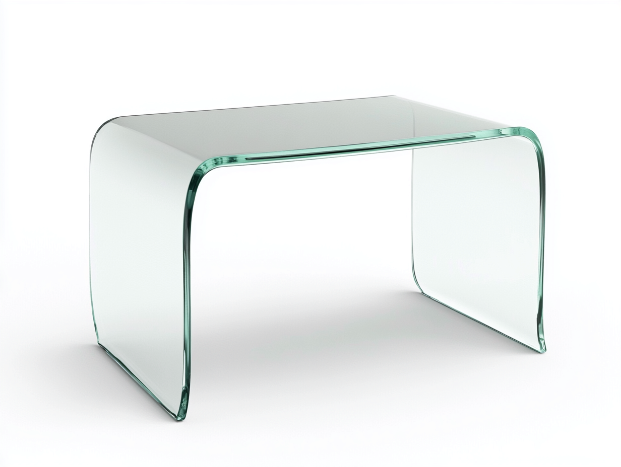 Table basse en verre courbé 100x60x43 cm - transparent - design contemporain monobloc-Loftilo