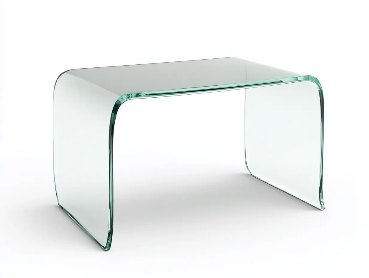 Table basse en verre courbé 100x60x43 cm - transparent - design contemporain monobloc-Loftilo
