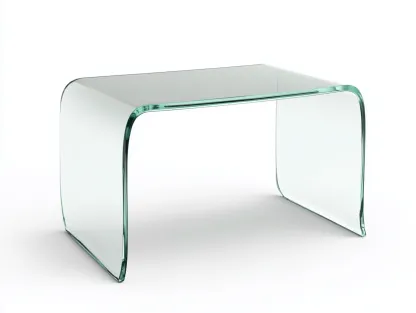 Table basse en verre courbé 100x60x43 cm - transparent - design contemporain monobloc-Loftilo