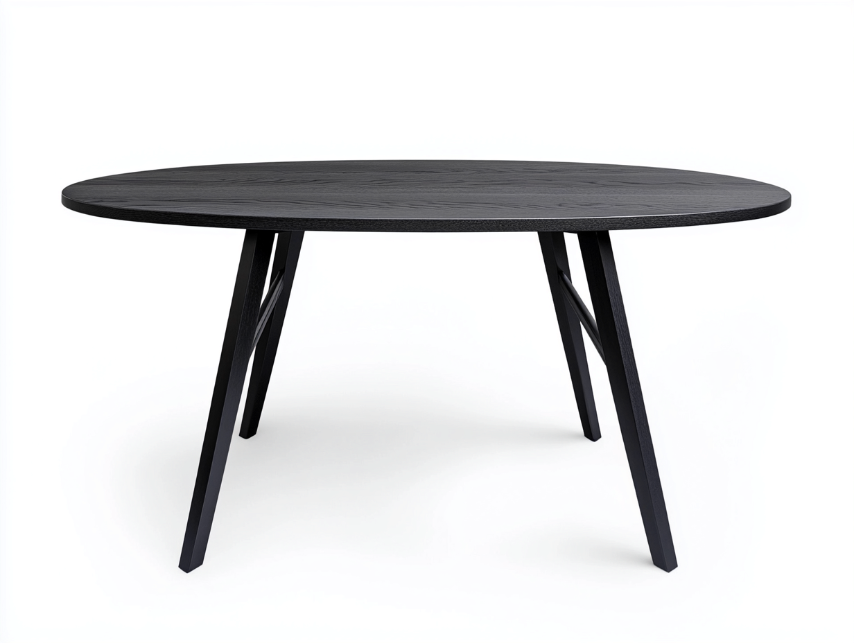 Table à manger ovale bois 150x100x75 cm - noir - style scandinave moderne-Loftilo