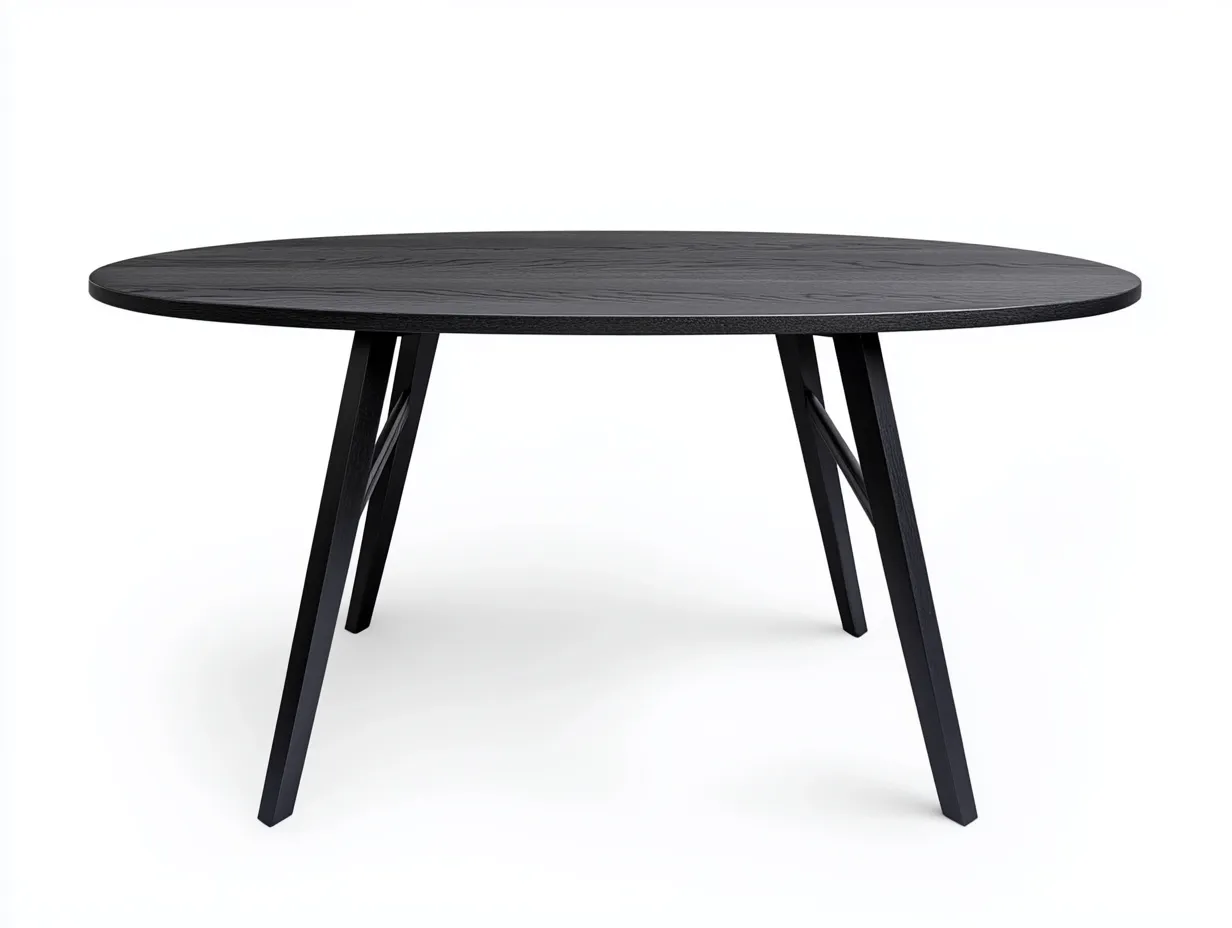 Table à manger ovale bois 150x100x75 cm - noir - style scandinave moderne-Loftilo