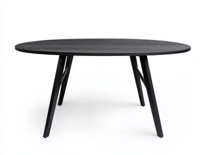 Table à manger ovale bois 150x100x75 cm - noir - style scandinave moderne-Loftilo