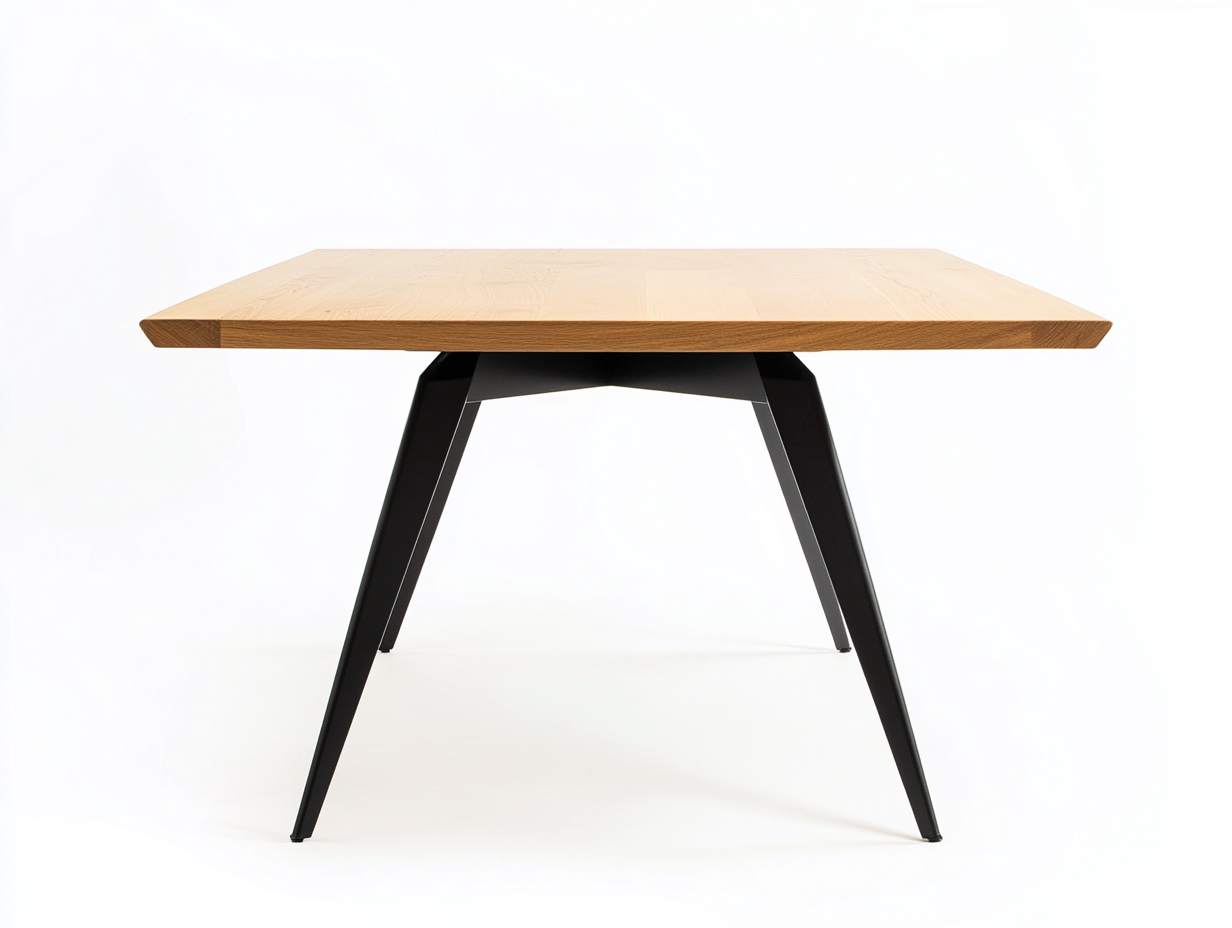 Table à manger carrée en bois et métal 120x120x76 cm - chêne clair/noir - design contemporain-Loftilo