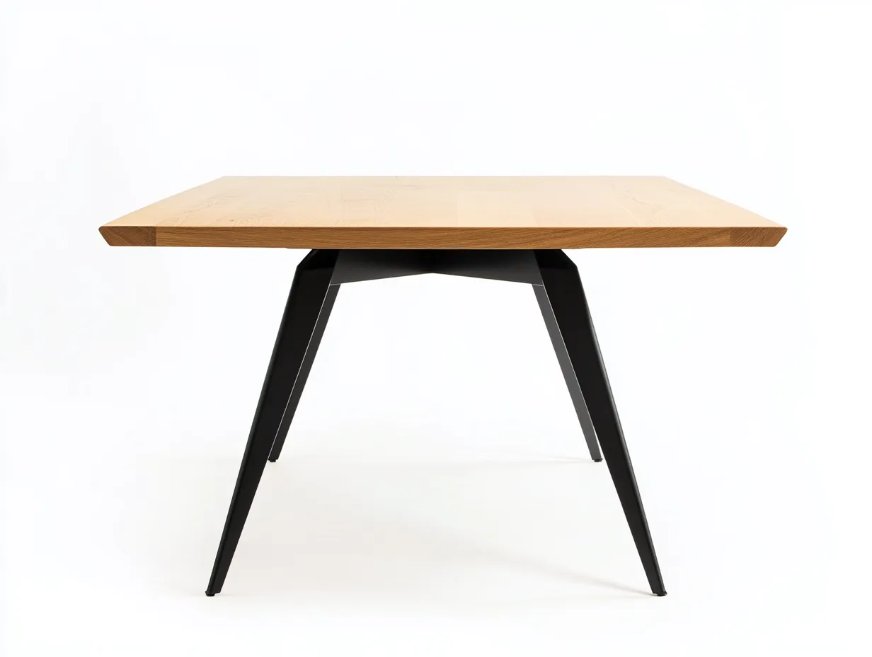 Table à manger carrée en bois et métal 120x120x76 cm - chêne clair/noir - design contemporain-Loftilo