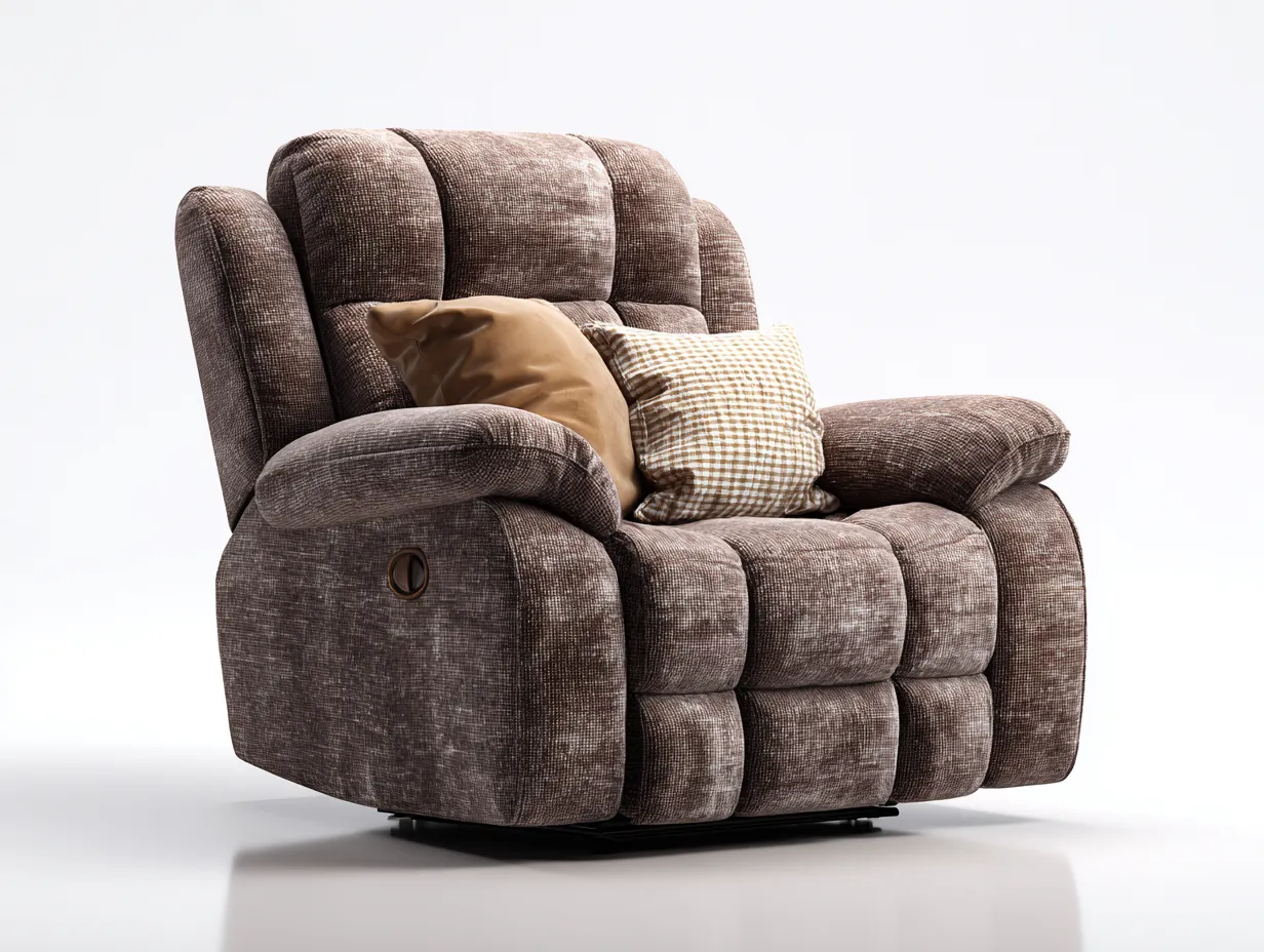Fauteuil inclinable en tissu marron - 95x100x105 cm - avec fonction réglable ergonomique-Loftilo