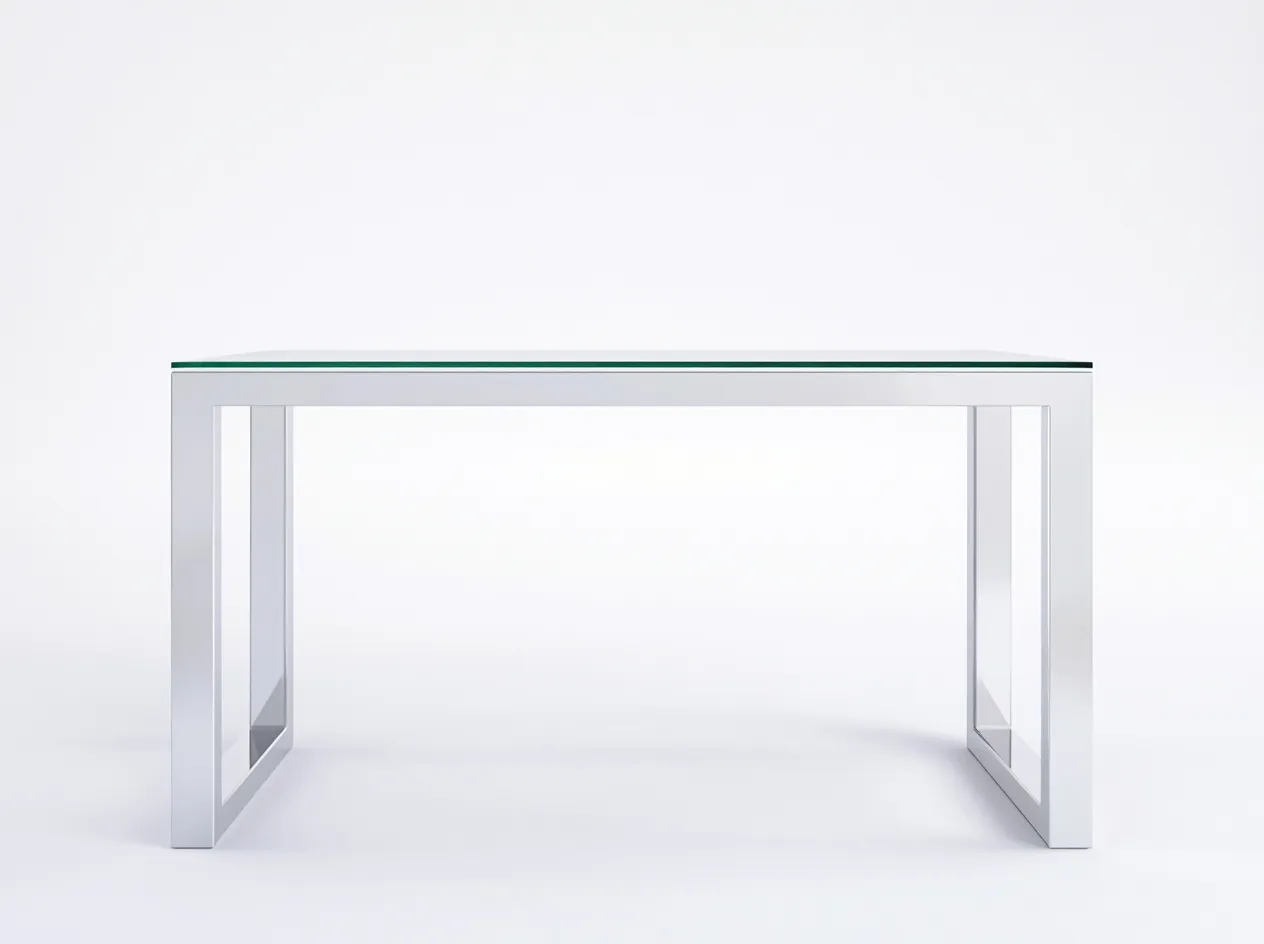 Table basse en verre trempé 110x55x45 cm - transparent/blanc - cadre métal blanc - design contemporain épuré-Loftilo