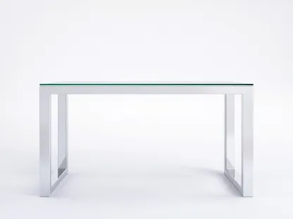 Table basse en verre trempé 110x55x45 cm - transparent/blanc - cadre métal blanc - design contemporain épuré-Loftilo