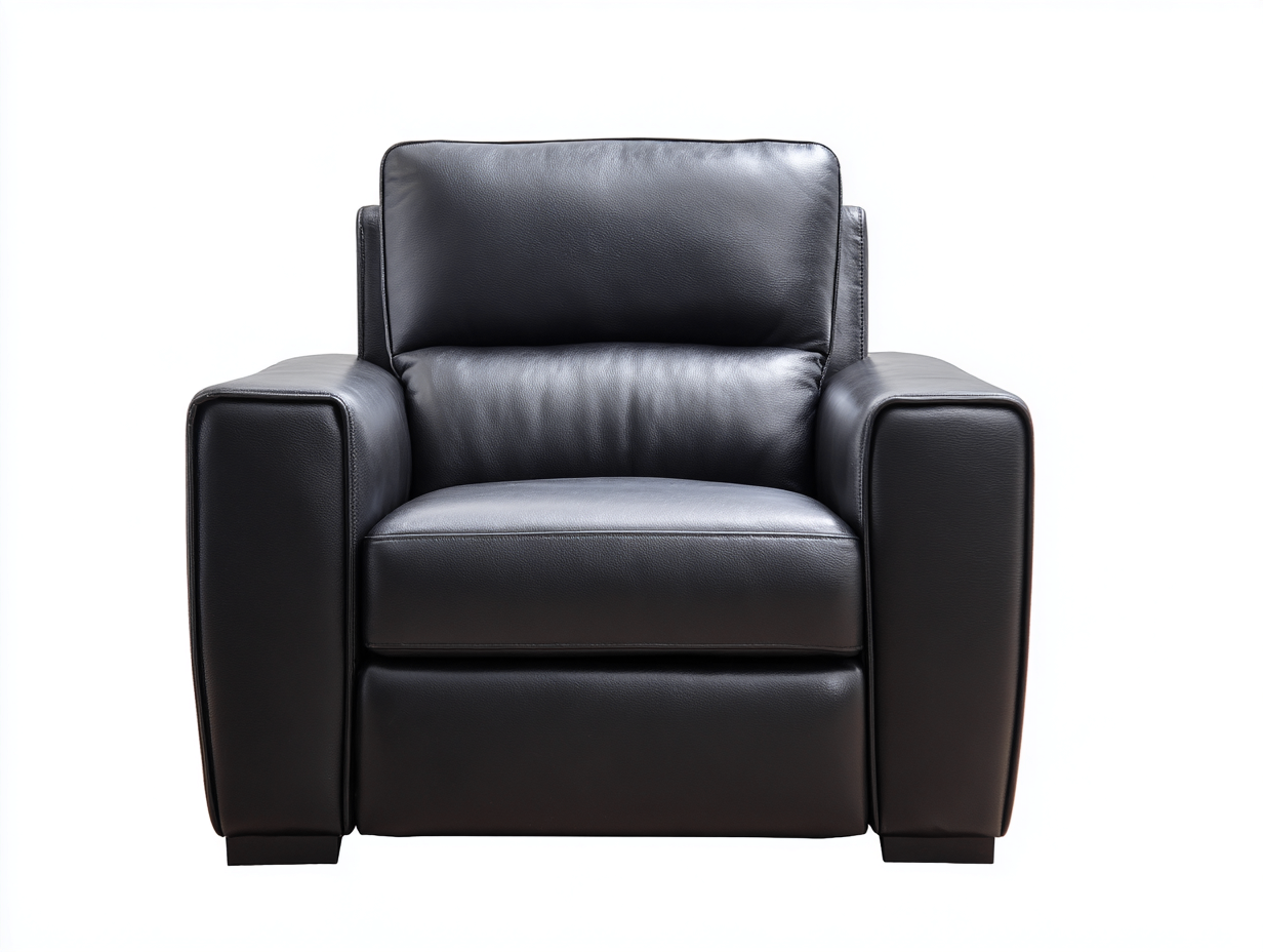 Fauteuil en cuir noir 104x95x88 cm - design contemporain et confortable-Loftilo