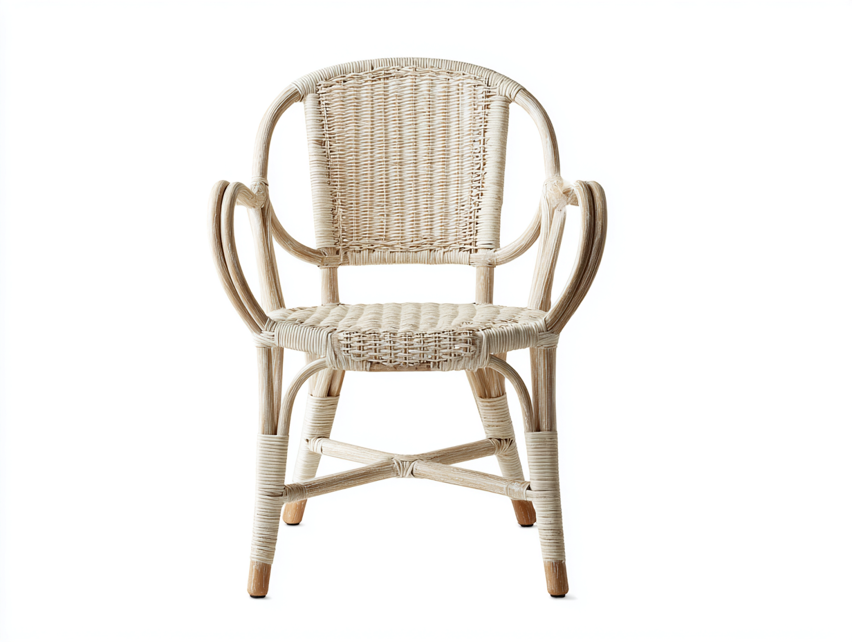 Fauteuil en rotin tressé couleur bois blanchi 86x63x90 cm - style naturel scandinave-Loftilo