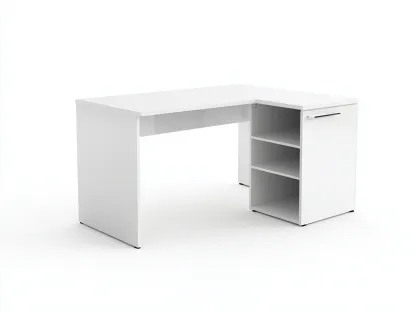 Bureau d'angle en bois MDF 145x120x75 cm - blanc - avec espace de rangement - style moderne fonctionnel-Loftilo