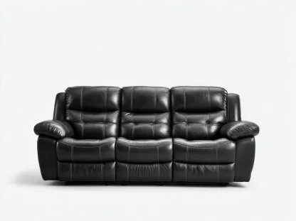 Canapé trois places en cuir véritable 210x95x100 cm - noir - style moderne-Loftilo