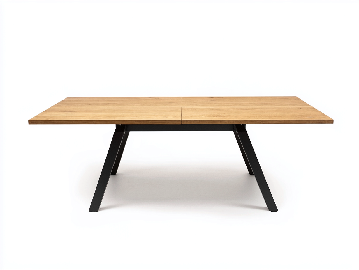 Table à manger rectangulaire 180x90x75 cm - bois chêne naturel et piétement métal noir - style industriel-Loftilo