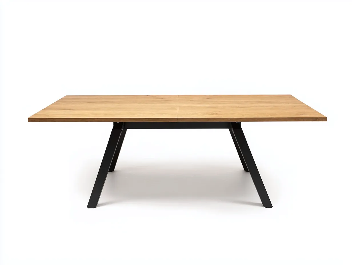 Table à manger rectangulaire 180x90x75 cm - bois chêne naturel et piétement métal noir - style industriel-Loftilo