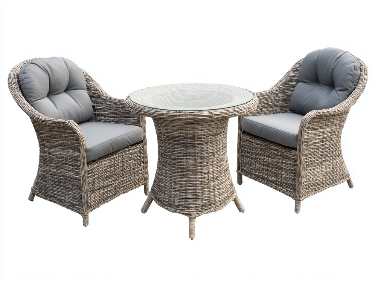 Ensemble de chaises de jardin en rotin 65x65x90 cm avec table 70x70x70 cm - rotin clair/gris - style détente extérieure-Loftilo