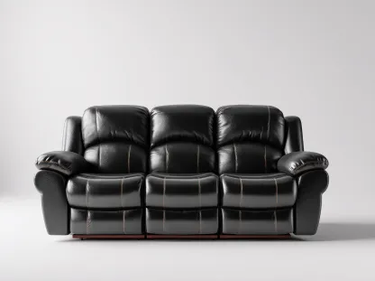 Canapé 3 places en cuir noir 210x98x95 cm - design contemporain - dossier ergonomique et assise profonde-Loftilo