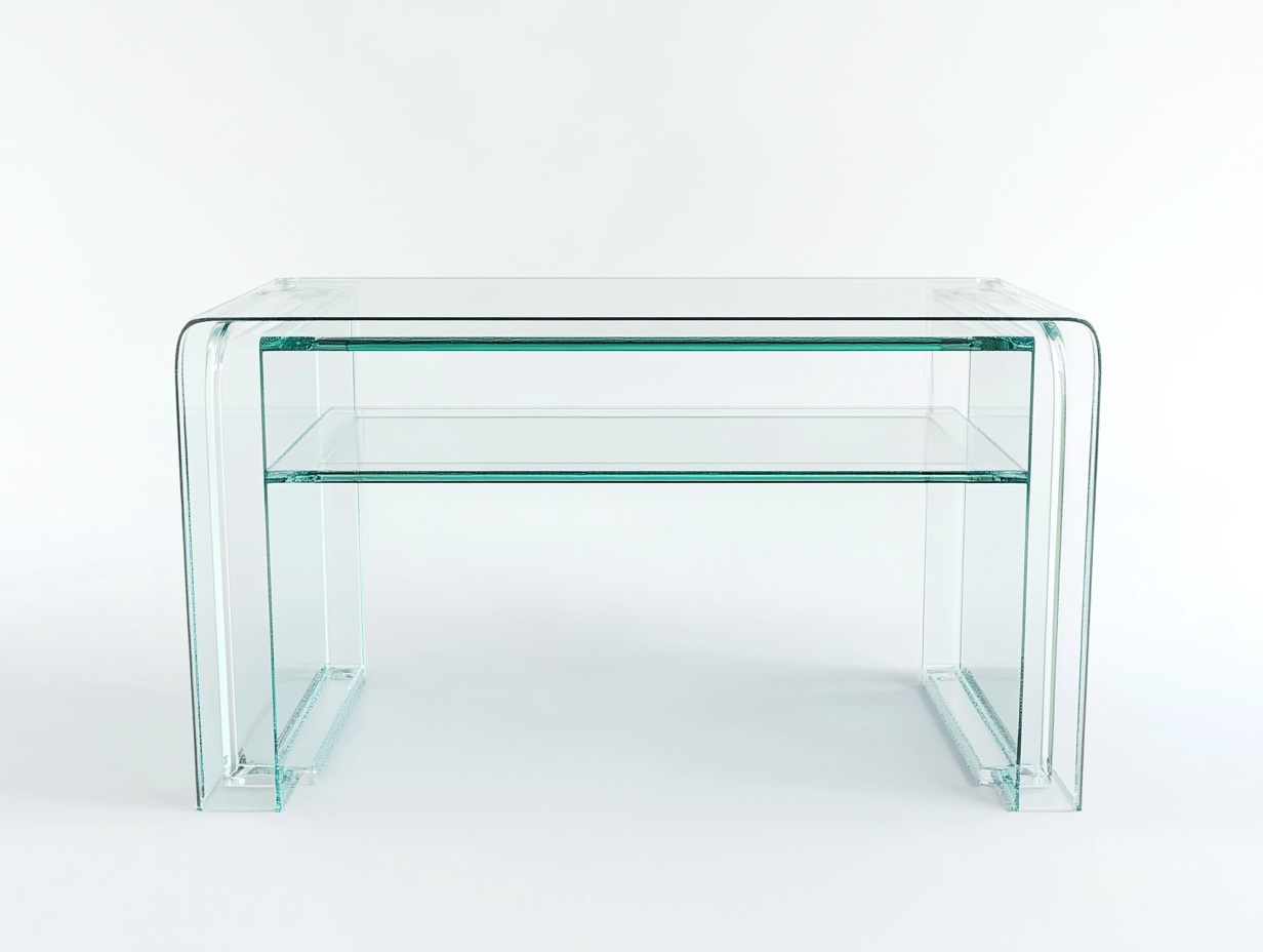 Table basse en verre trempé 110x55x45 cm - transparent - design moderne avec étagère intégrée-Loftilo