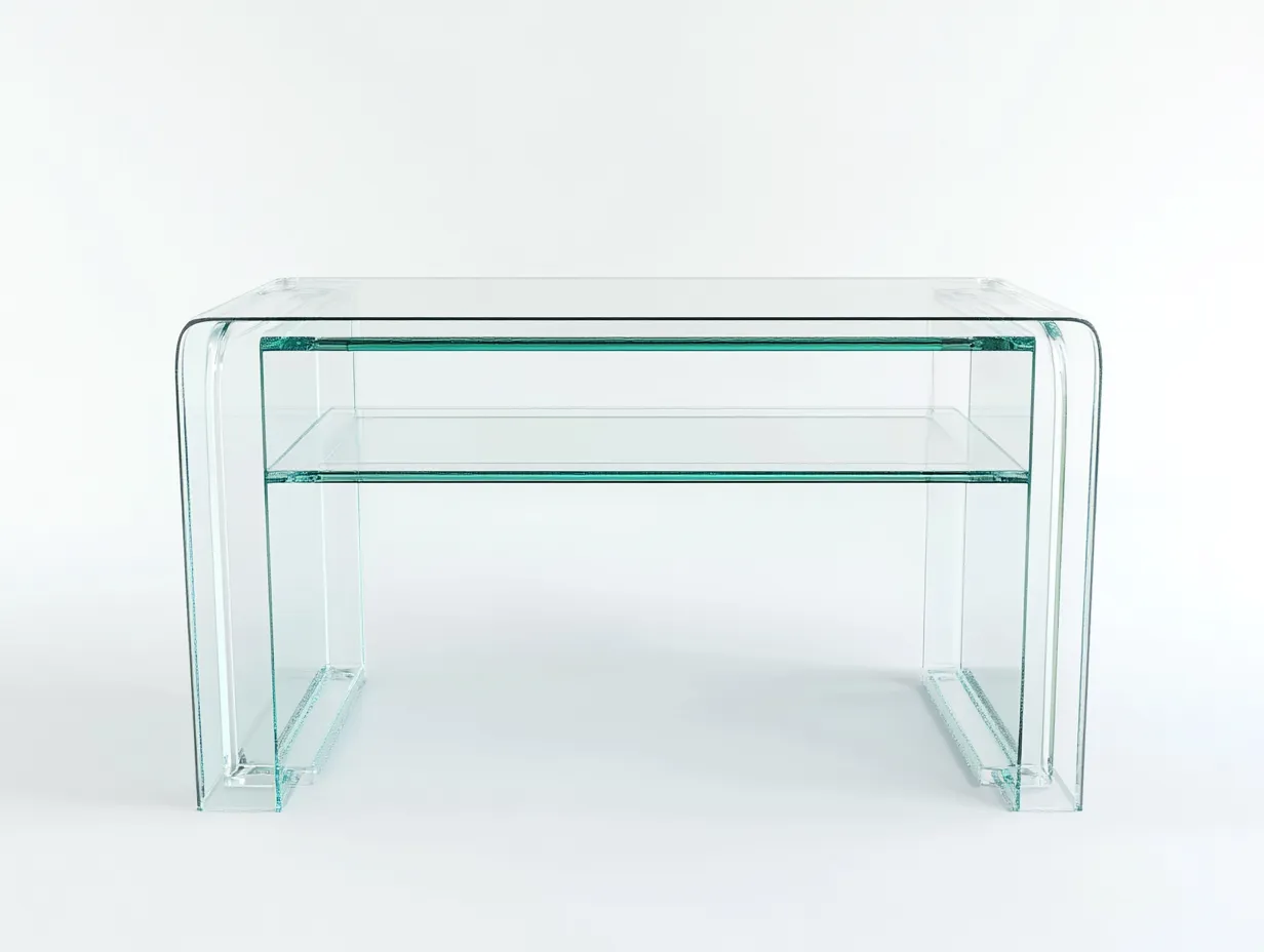 Table basse en verre trempé 110x55x45 cm - transparent - design moderne avec étagère intégrée-Loftilo