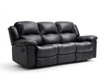 Canapé 3 places en cuir noir 215x95x100 cm - style moderne avec fonction inclinable-Loftilo