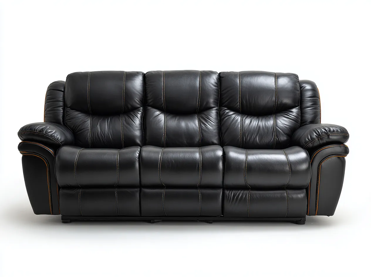 Canapé trois places en cuir véritable 210x95x100 cm - noir - design moderne-Loftilo