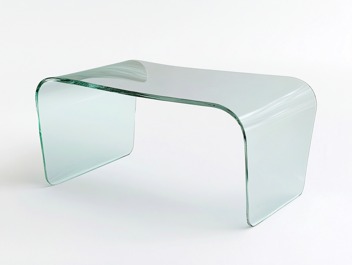 Table basse en verre courbé 100x55x42 cm - transparent - design moderne épuré-Loftilo
