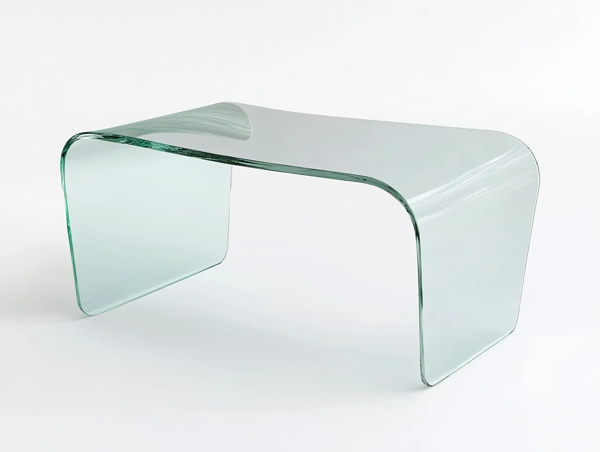 Table basse en verre courbé 100x55x42 cm - transparent - design moderne épuré-Loftilo
