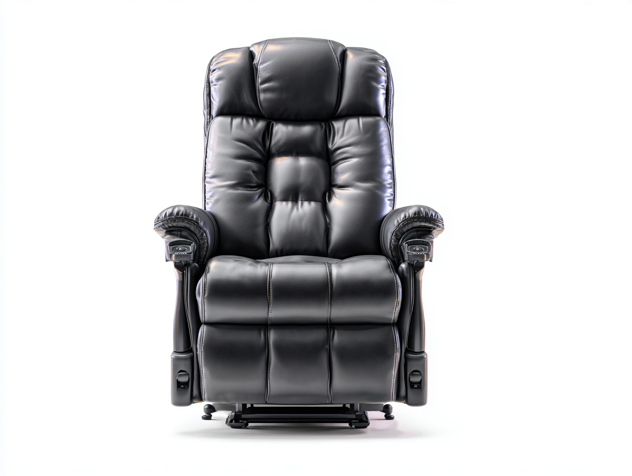 Fauteuil relax électrique en cuir véritable noir 88x94x112 cm - dossier inclinable - confort premium-Loftilo