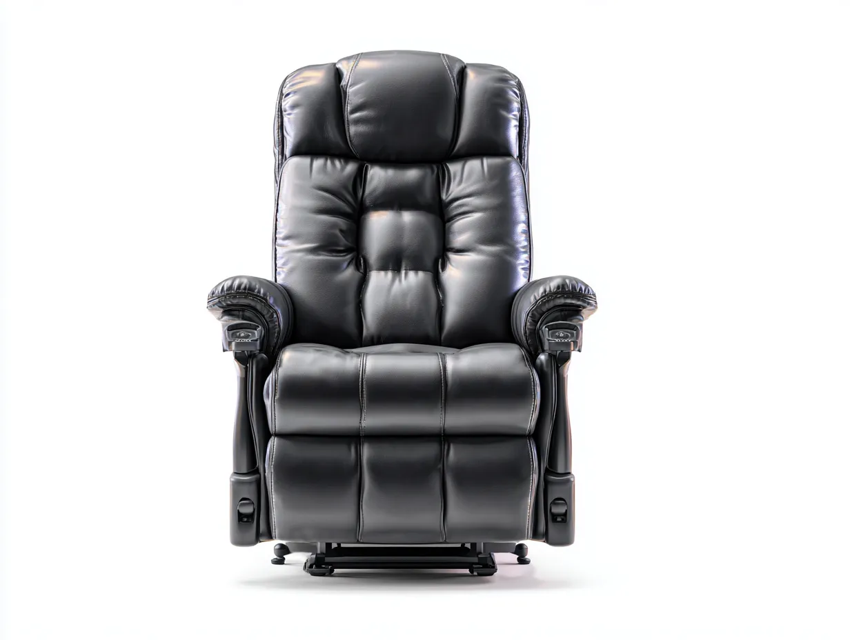 Fauteuil relax électrique en cuir véritable noir 88x94x112 cm - dossier inclinable - confort premium-Loftilo