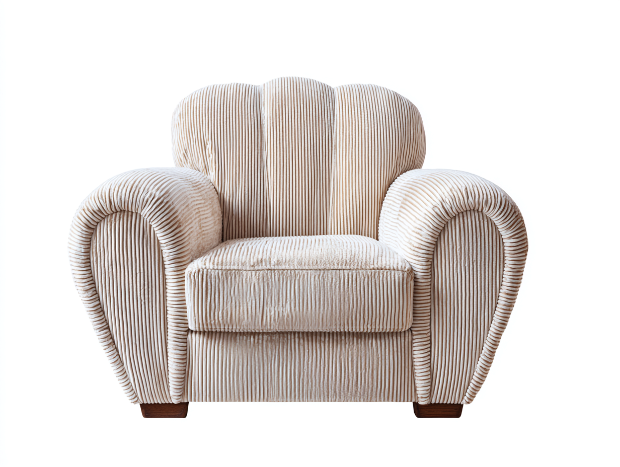 Fauteuil en velours côtelé beige 108x96x95 cm - design élégant et confortable-Loftilo