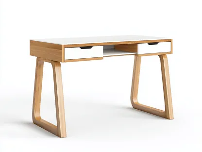 Bureau traditionnel en bois et panneau MDF 120x55x75 cm - chêne clair/blanc - avec espace de rangement - style scandinave-Loftilo