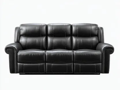 Canapé trois places en cuir véritable 205x95x100 cm - noir - avec fonction de réglage-Loftilo