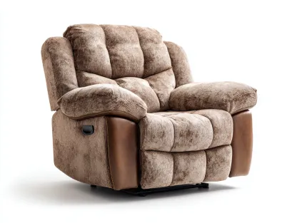 Fauteuil inclinable en tissu et similicuir marron - 95x100x105 cm - avec fonction réglable ergonomique-Loftilo