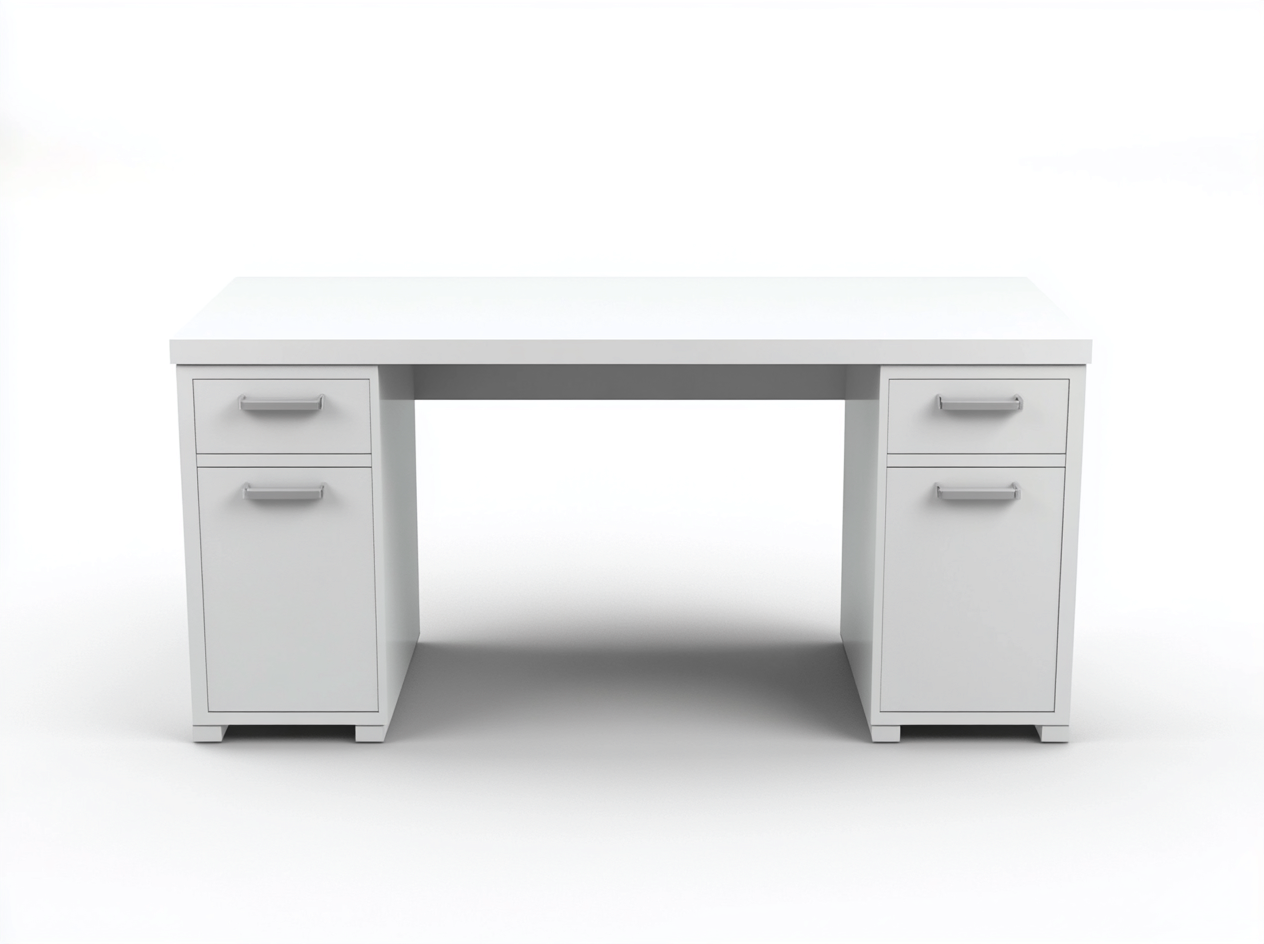 Bureau traditionnel en bois MDF 140x65x75 cm - blanc - avec espace de rangement - style professionnel contemporain-Loftilo