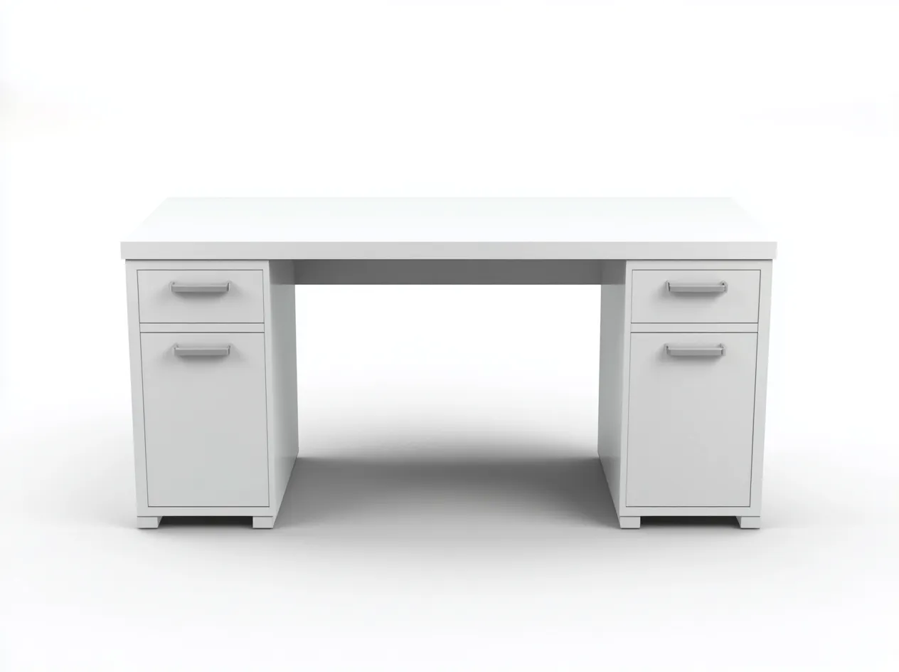 Bureau traditionnel en bois MDF 140x65x75 cm - blanc - avec espace de rangement - style professionnel contemporain-Loftilo