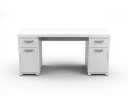 Bureau traditionnel en bois MDF 140x65x75 cm - blanc - avec espace de rangement - style professionnel contemporain-Loftilo
