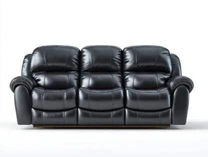 Canapé 3 places en cuir noir 210x95x95 cm - style moderne avec assise ajustable et confort moelleux-Loftilo