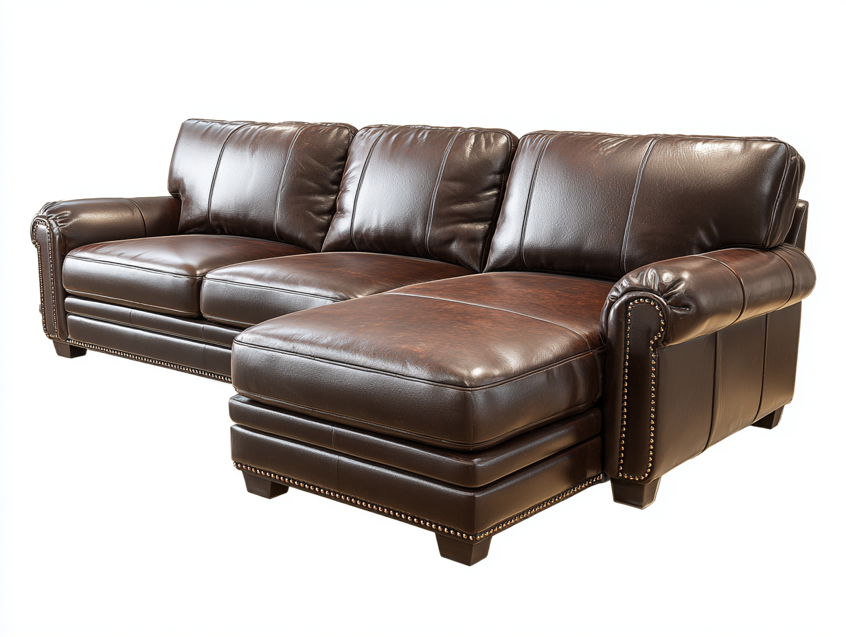 Canapé d'angle en cuir marron foncé 255x165x90 cm - design classique et confort haut de gamme-Loftilo